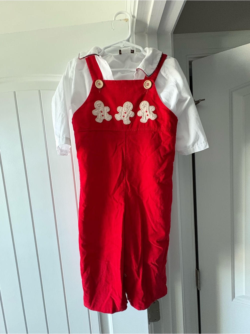 Marco & Lizzy Toddler Christmas Longall Gingerbread Red Corduroy Romper 3T Romp